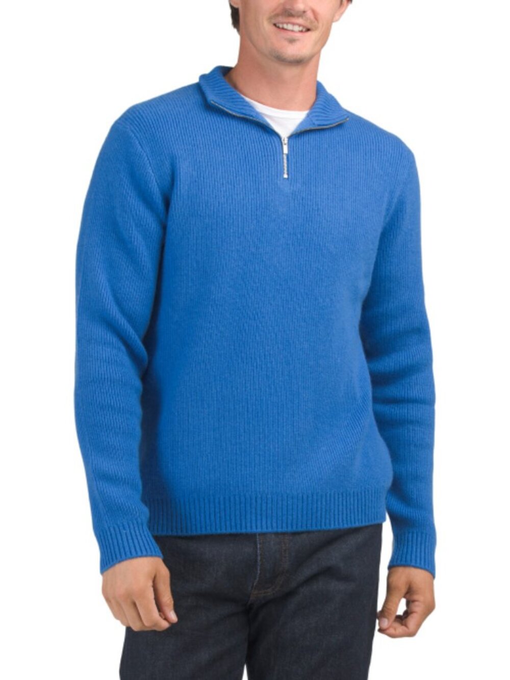 NAADAM Cashmere Ribbed Mock Neck Quarter Zip Sweater